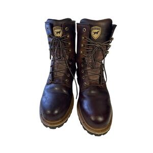 Irish Setter Mens Brown Leather Lace Up Boots Oil Resistant Lug Sole. Sz 10.5